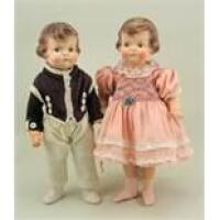 Pair of Composition character dolls, German 1920s,