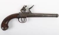 24 Bore Queen Anne Style Flintlock Boxlock Cannon Barrelled Holster Pistol by Clarkson (name faint) c.1770