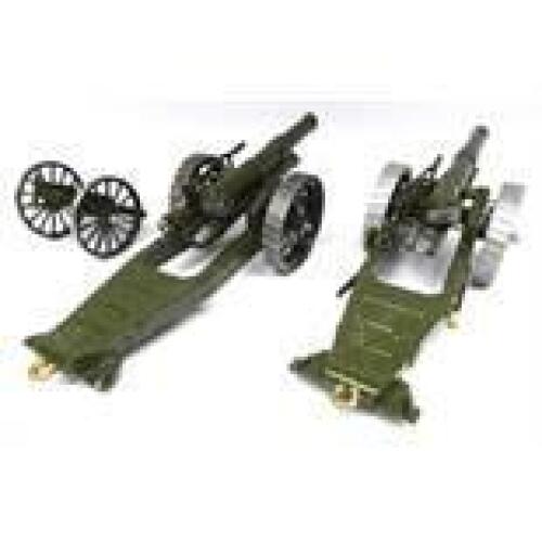 Toy Army Workshop two 6inch Howitzers and one limber (Condition Excellent) (3)