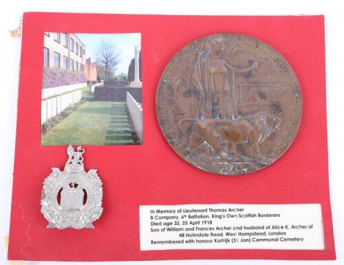 WW1 British Memorial Plaque Thomas Archer