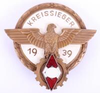 Third Reich Hitler Youth Kreissieger 1938 Badge by A G Tham Gablonz a,N