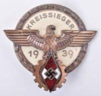 Third Reich Hitler Youth Kreissieger 1939 Award Badge