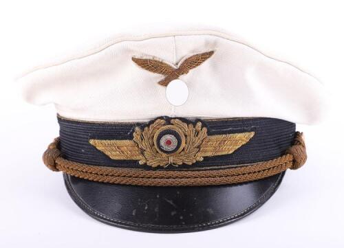 Rare WW2 German Luftwaffe Generals Summer Pattern White Toped Peaked Cap