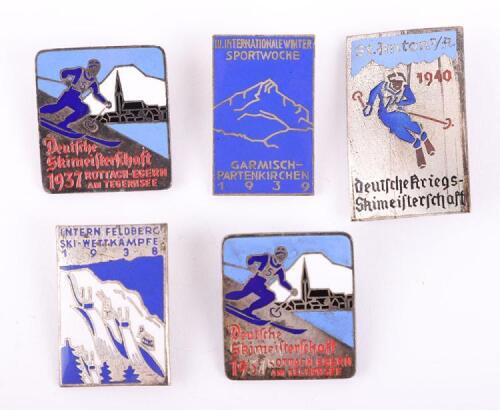 5x 1930&rsquo;s and 1940 Dated German Winter Sports Event Badges
