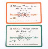 2x Rare III Olympic Winter Games Lake Placid 1932 Tickets