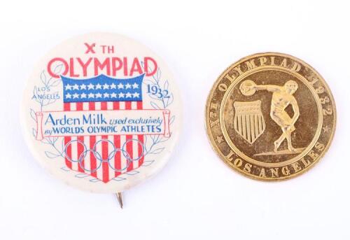 1932 Los Angeles Olympics Arden Milk Button Badge