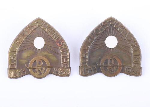 2x Third Reich Deutscher Skiverband (DSV) Youth Ski Day Event Badges