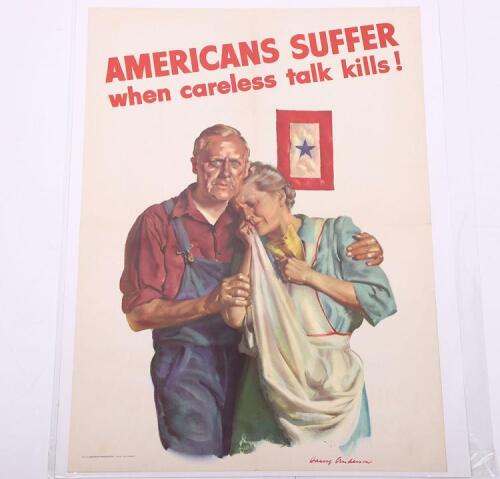 1943 WW2 American Home Front Poster Americans Suffer When Careless Talk Kills!