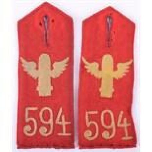 Matched Pair of Field Artillery Regiment 594 Field Grey Tunic Shoulder Boards