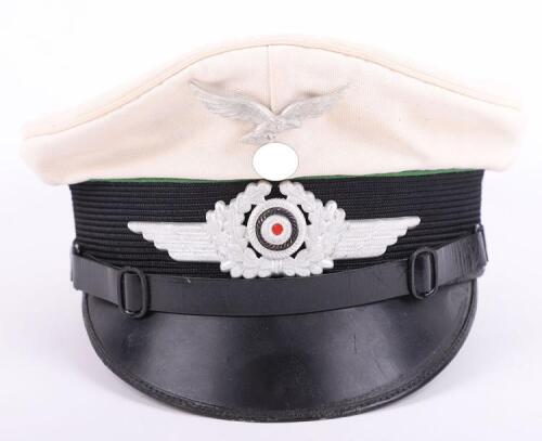 Rare WW2 German Luftwaffe Air Traffic Control NCO’s Summer Pattern White Topped Peaked Cap