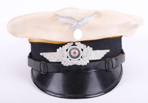 WW2 German Luftwaffe Flight / Fallschirmjager NCO’s Summer Pattern White Toped Peaked Cap