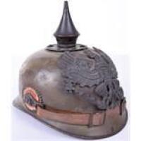 Prussian Enlisted Mans All One Piece Tin Ersatz Pickelhaube