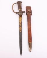 Impressive German Hunting / Forestry Cutlas with Gilt and Damascus Blade