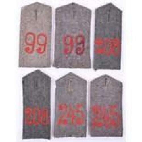 3x Near Matched Pairs of 1915 Simplified Field Grey Tunic Shoulder Boards