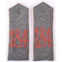 Regiment 184 Near Matched Pair of M.15 Pattern Field Grey Tunic Shoulder Boards