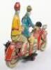 A rare and large George Levy Gely tinplate clockwork Motorbike with Lady pillion passenger, German 1930 - 4