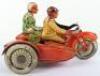 Large and rare Tipp & Co clockwork Motorbike with sidecar, German 1926 - 2