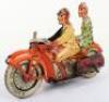 Large and rare Tipp & Co clockwork Motorbike with sidecar, German 1926 - 4