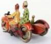 Large and rare Tipp & Co clockwork Motorbike with sidecar, German 1926 - 6