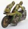 CKO Kellerman 353 tinplate clockwork Motorbike with racing driver and leaning passenger, U.S zone Germany circa 1950 - 5