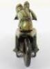 CKO Kellerman 353 tinplate clockwork Motorbike with racing driver and leaning passenger, U.S zone Germany circa 1950 - 6