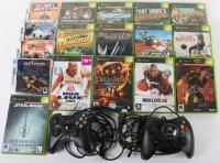 Two Original Xbox Controllers with Video Games,