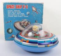 A Masudaya Modern Toys (Japan) Tinplate Battery-operated Space Ship X-5