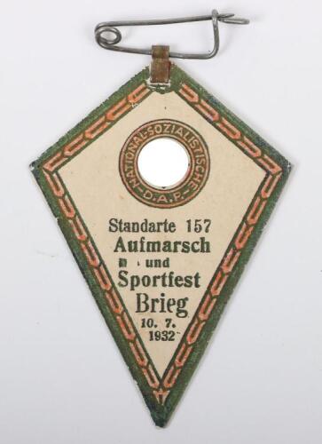 Early Third Reich Standarte 157 Aufmarsch und Sportfest Brieg 10.7.1932 Rally Badge