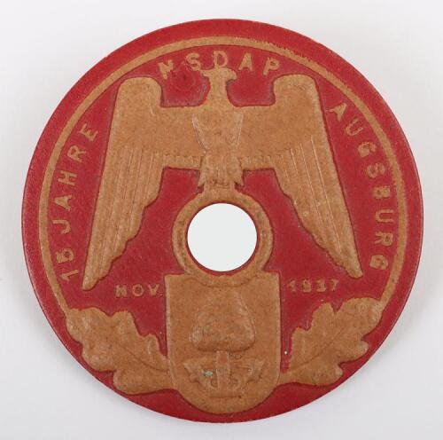 Third Reich 15 Years of NSDAP in Augsburg 1937 Commemorative Badge