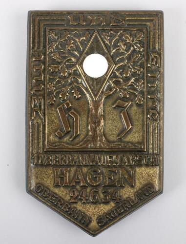 Third Reich Hitler Youth Rally / Day Badge Oberbann Sauerland Hagen 1934