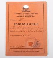 Scarce Third Reich Deutsche Volksgruppe Kreis Prinz Eugen Kontrollschein Card