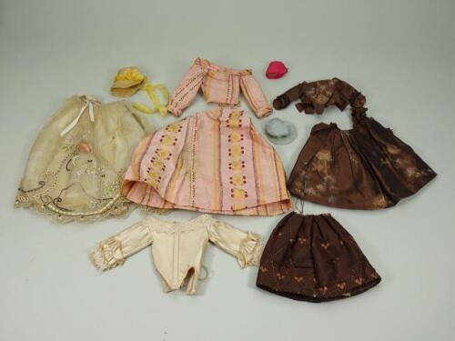 Three silk gowns for early wooden doll,