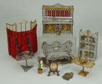 Collection of soft metal Dolls House furniture, 1890s,