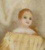 Early poured wax miniature/dolls house shoulder head doll, English early 19th century, - 2