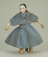 Miniature/dolls house early glazed china shoulder head child doll, German mid 19th century,