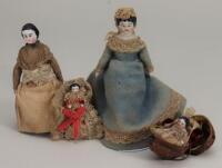 Four German china miniature Dolls House dolls,