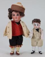 Two miniature dolls house dolls, German circa 1900,