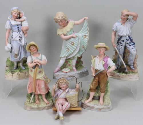 A collection of six various Heubach figurines, German circa 1910,