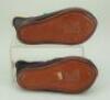 Pair of size 15 brown leather Bebe Jumeau doll shoes with Bee mark, - 2