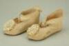 Pair of size 11 cream leather Bebe Jumeau doll shoes with Bee mark,