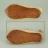 Pair of size 11 cream leather Bebe Jumeau doll shoes with Bee mark, - 2