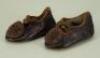 Pair of size 6 brown leather Bebe Jumeau doll shoes with Hot Air Balloon mark,