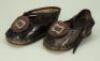 Pair of brown leather French Bebe doll shoes,