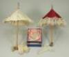 Dolls parasols, fan and kid gloves,