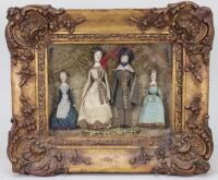 A charming family group of early wooden dolls, English early to mid 18th century,