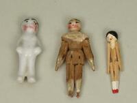 Tiny painted wooden grodnertal doll, German circa 1840,