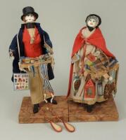 A good pair of C&H White peddler dolls, English 1840s,