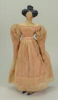 Early all original papier-mache shoulder head lady doll, German circa 1850,