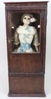 Flora an early wax over composition shoulder head doll in case, English circa 1860,