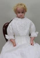 A Pierotti poured wax shoulder head doll, English circa 1860,